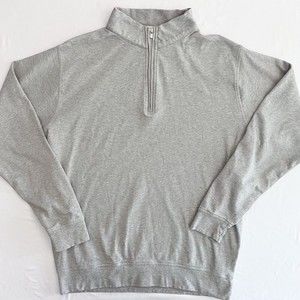 Peter Millar Crown 1/4 Zip Popover Sweater Gray Cotton M Golf Outdoor